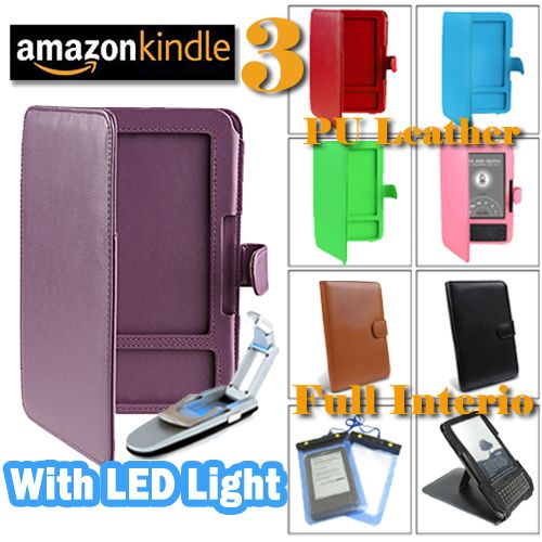 Leather Case Cover with LED Light for  Kindle 3 3g keyboard