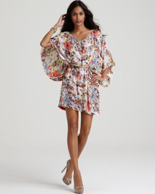 Sam Lavi New Zafra Multi Color Floral Print V Neck Casual Dress s BHFO