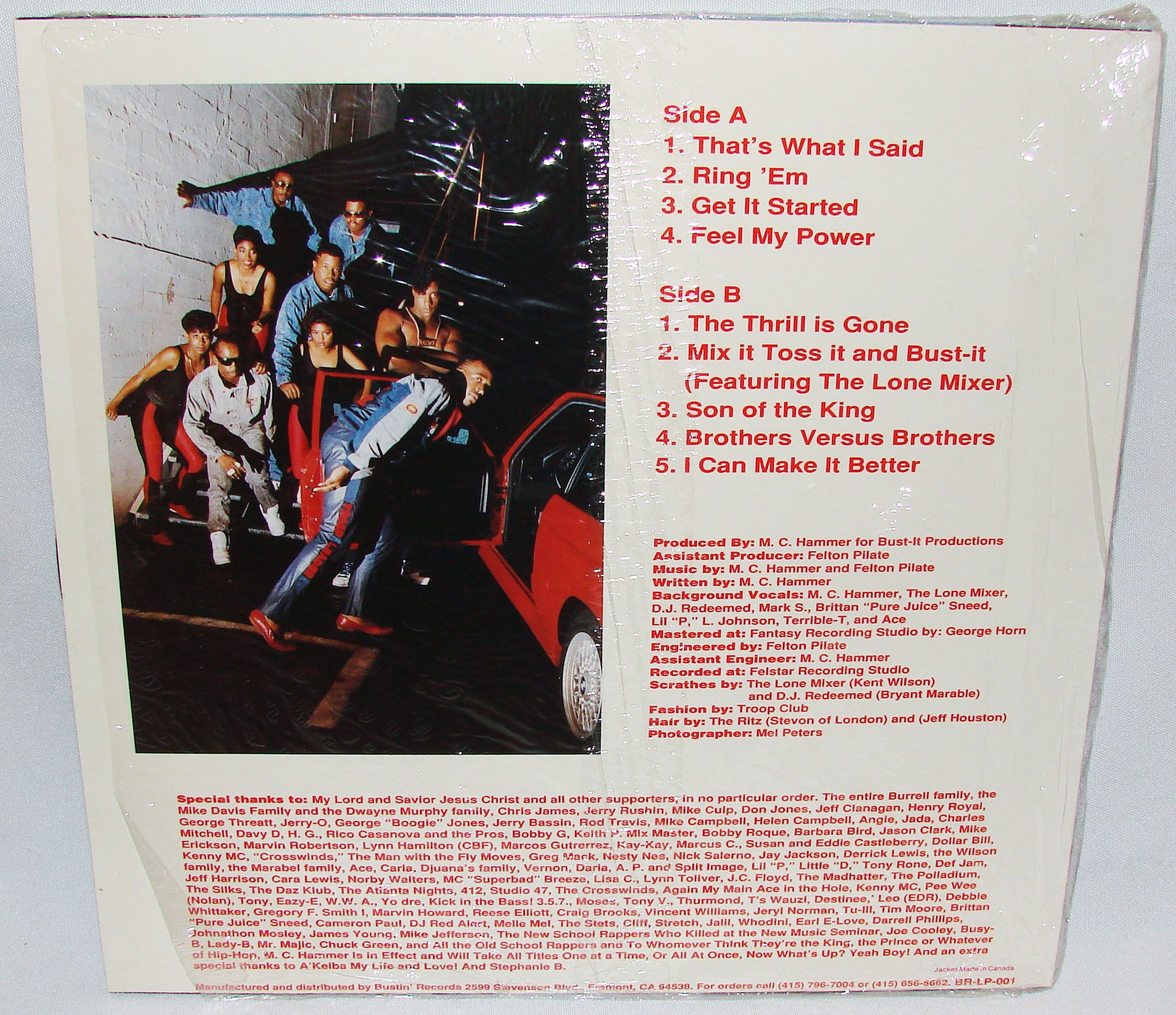 Hammer Feel My Power 12 LP 33 RPM Vinyl Record Vintage Rap Hip