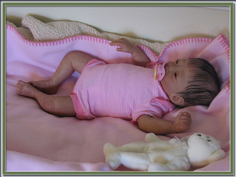 Reborn Baby Asian Girl with Human Hair Kameko Sculpt by Tasha Edenholm