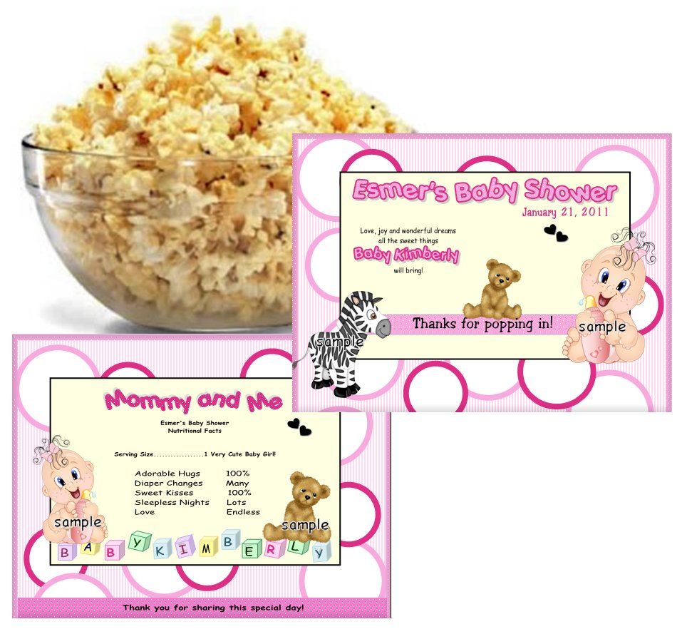20 baby shower microwave popcorn wrappers
