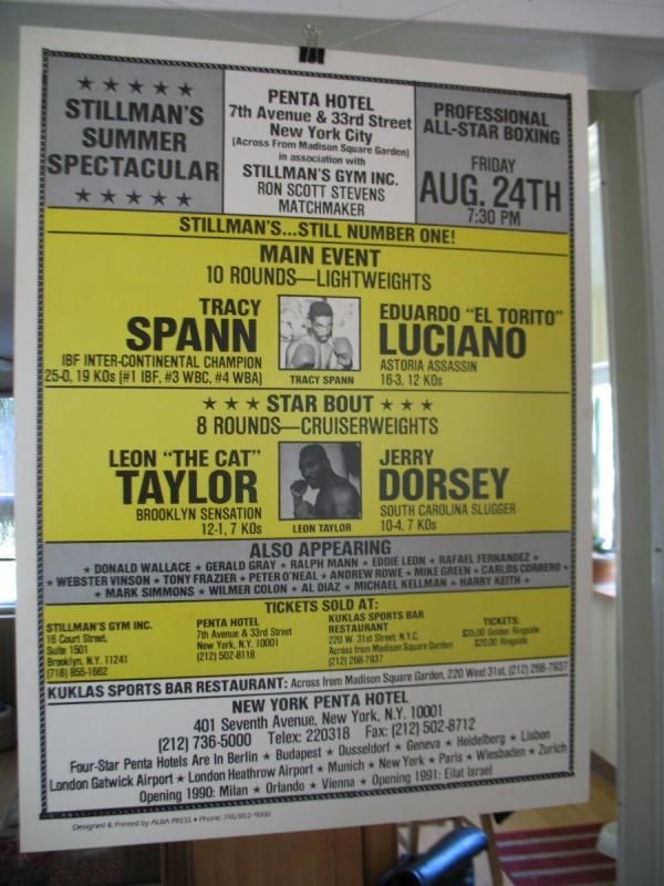 1990 Tracy Spann vs Eduardo Luciano on Site Boxing Poster New York