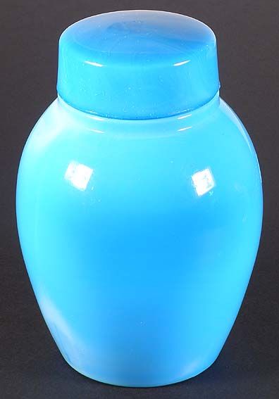 Blue Milk Glass Ovoid Shaped Fruit Jar Midget Pint