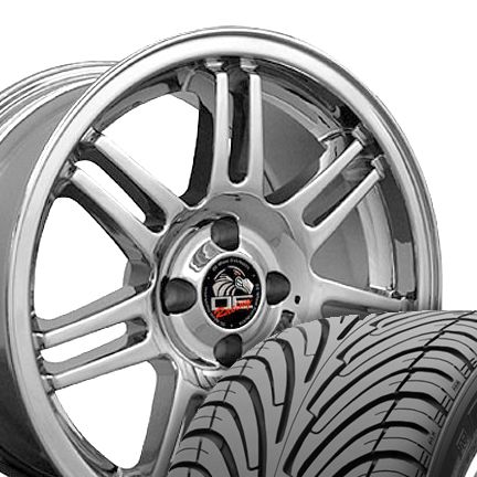  Chrome 10th Anniversary 4 Lug Wheels ZR Tires Rim Fits Mustang® GT