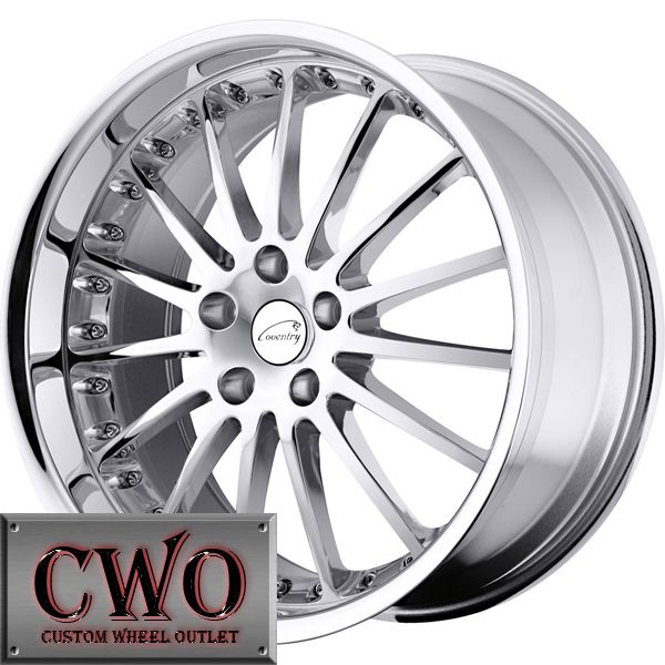 18 Chrome Ceventry Whitley Wheels Rim 5x108 5 Lug Jaguar Volvo Lincoln