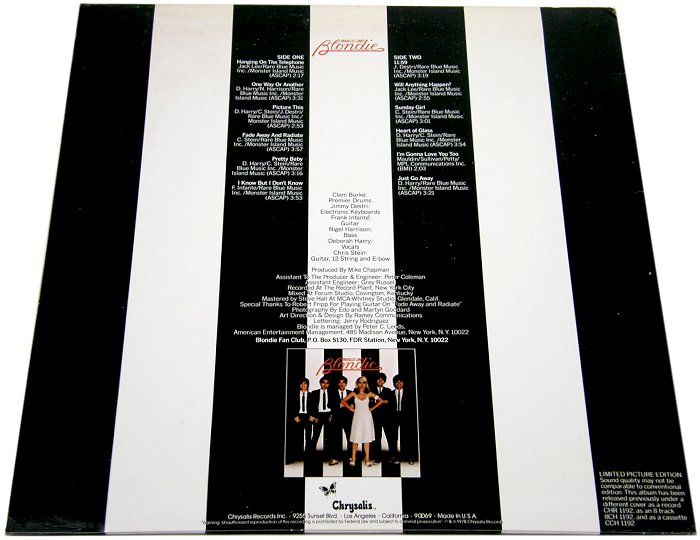 Parallel Lines 1978 Picture Disc LP Die Cut Jacket Clear Rim