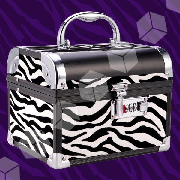 Zebra Beauty Makeup Therapist Artist Cosmetics Case Box with lock #138