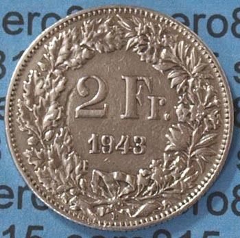 Schweiz Switzerland 2 Fr. 1943 Silber SILVER COIN (604