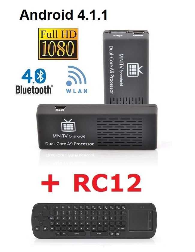 MK808 B Android 4.1.1 + RC12 Kombi MINI PC SMART TV BOX DUAL CORE 1.6